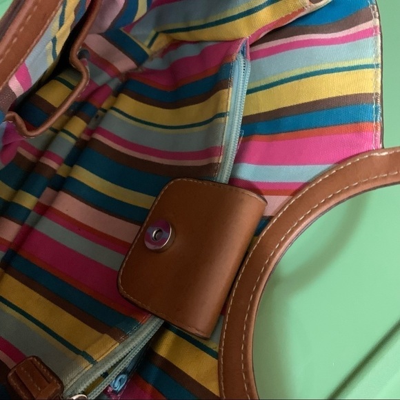 Fossil 1934 Orange Handbag Woven Straw Vegan Leather Satchel Crossbody Strap - Picture 4 of 6